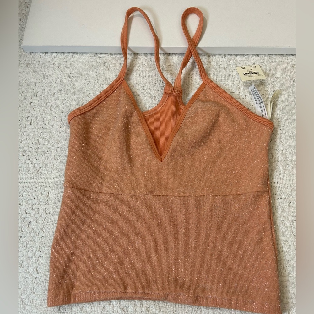 Anthropology Sparkling Coral Strappy Seamless T- back‎ bralette Size L/XL Y2K